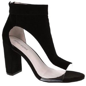 Jeffrey Campbell Black Suede/Clear Leighton Pumps